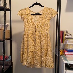 Button Up Yellow Floral Dress